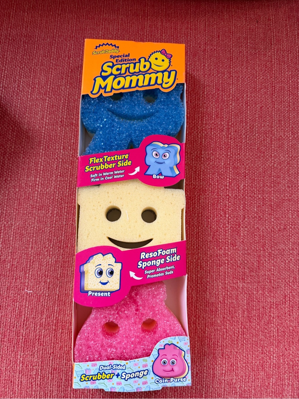 New Scrub Daddy Mommy Special Edition Shopping Shapes Bow Present Coin Purse 3pk
